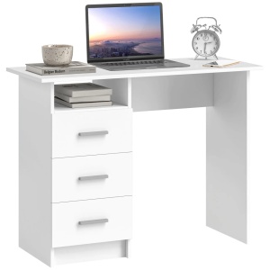 Birou cu 2 sertare si spatiu de depozitare, PAL, alb, 100 x 40 x 75 cm, Resigilat, Grad A