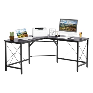 Birou de colt Re-Bloom, PAL/otel, negru, 150 x 150 x 76 cm, Resigilat, Grad A