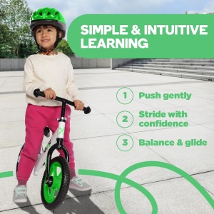 Bixe bicicleta fara pedale, cadru aluminiu, roti 12 inch, varsta 2-5 ani, verde - Verificat A · Re-Bloom - Img 4