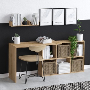 Blake set birou cu polita 145x74x45 cm, PAL 18mm, stejar - Verificat A · Re-Bloom - Img 4