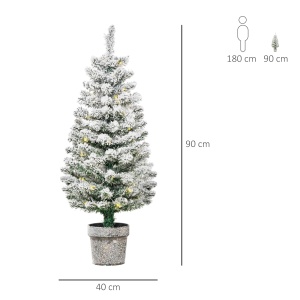 Brad artificial de Craciun Re-Bloom, LED, PVC/metal, alb/verde, 40 x 90 cm, Resigilat, Grad A - Img 3