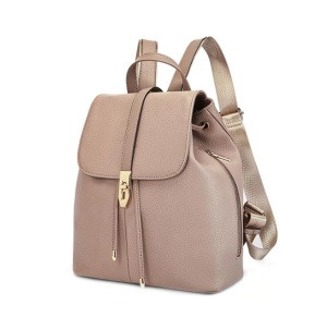 C'iel, Rucsac de piele naturala cu bretele ajustabile Milo, Roz somon, 31x28.5x14, Resigilat, Grad A