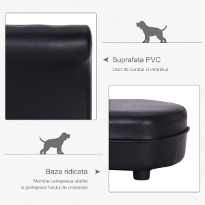 Canapea tapitata pentru caine Re-Bloom, lemn masiv/PVC, negru, 82,5 × 45 × 41,5 cm, Resigilat, Grad A - Img 5