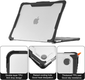 Carcasa de protectie pentru MacBook Air M2 A2681 2022 Blueswan, TPU/PC, negru/transparent, 13,6 inchi - Img 3