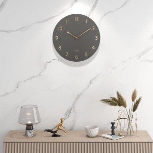 Ceas de perete Creative Light Silent, piele/metal, gri/auriu, 30 cm - Img 3