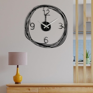 Ceas decorativ de perete Re-Bloom, metal, negru, 48 x 48 cm - Img 3