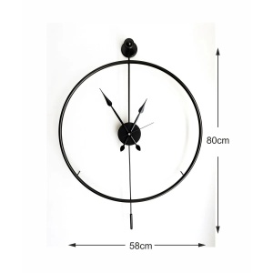 Ceas decorativ de perete Re-Bloom, metal, negru, 58 x 80 x 7 cm - Img 2