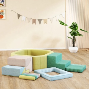 Circuit de motricitate bebelusi cu piscina de bile, velvet/spuma 28D, 160x137.5x30 cm, husa lavabila, capacitate 45kg, varsta 18 luni+, certificat EN71, multicolor - Verificat A · Re-Bloom - Img 3
