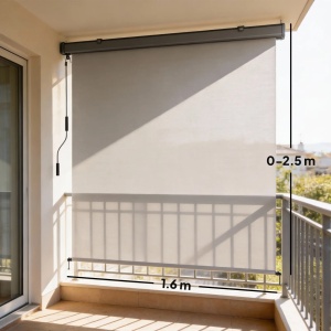 Copertina retractabila cu manivela, carcasa aluminiu, anti-UV, 250x160cm, Alb Crem/Gri inchis - Verificat A · Re-Bloom - Img 3