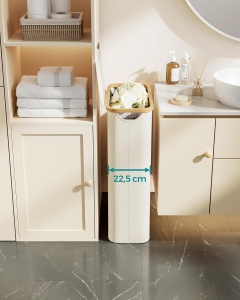 Cos pentru rufe Songmics, panza Oxford/bambus, crem/natur, 42 x 22,5 x 70,5 cm, 65L, Resigilat, Grad A - Img 4