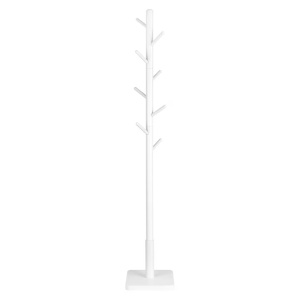 Cuier Vasagle, 8 carlige, 30 x 30 x 175 cm, lemn de cauciuc, alb, Resigilat, Grad A