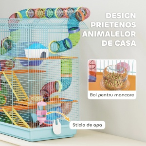Cusca pentru hamsteri Re-Bloom, 5 nivele, metal/polipropilena/PS, multicolor, 47 x 30 x 59 cm, Resigilat, Grad A - Img 5