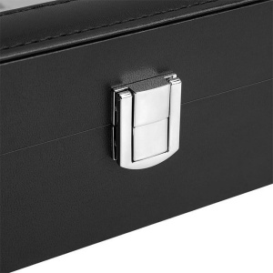 Cutie pentru ceasuri Songmics, MDF/piele PU/sticla, negru/gri, 30 x 20 x 8,5 cm, Resigilat, Grad A - Img 4