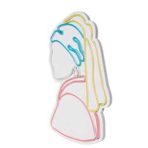 Decor de perete LED neon model femeie, PVC/spuma, 47x25x2 cm, benzi neon IP67, adaptor 12V 2A, cablu 375 cm, multicolor - Verificat A · Re-Bloom