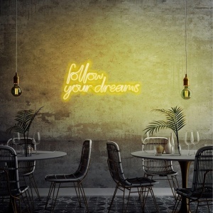 Decor de perete Re-Bloom, Follow Your Dreams, LED, PVC, alb/galben, 60 x 32 x 2 cm - Img 4