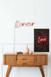 Decor de perete Re-Bloom, L amour, LED, PVC, rosu, 41 x 18 x 2 cm - Img 5