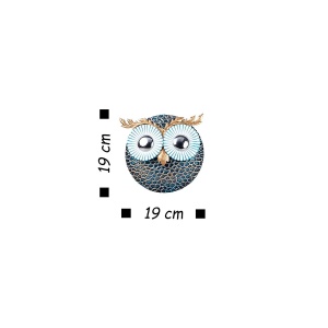 Decor de perete Re-Bloom, model Owl 3, metal, albastru/auriu, 19 x 19 cm - Img 3