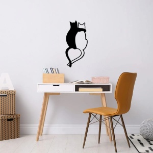 Decor de perete Re-Bloom, model pisici, metal, negru, 33 x 70 cm - Img 3