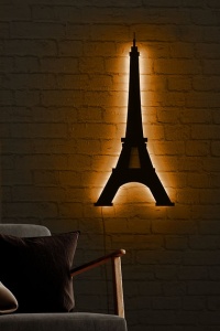 Decor de perete Re-Bloom, model Turnul Eiffel, LED, MDF, negru, 32 x 69 cm - Img 4