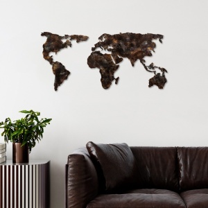Decor de perete Re-Bloom, model World Map, metal, maro inchis, 127 x 60 x 1 cm - Img 4