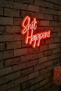 Decor de perete Re-Bloom, Shit Happens, LED, PVC, rosu, 45 x 2 x 29 cm - Img 4