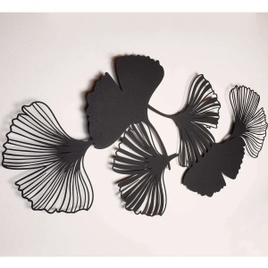 Decor perete model frunze, metal, 98x51 cm, negru - Verificat A · Re-Bloom - Img 4