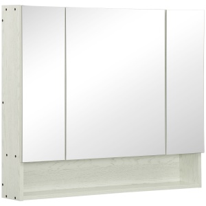 Dulap cu oglinda pentru baie Re-Bloom, MDF/sticla, alb, 90 x 15 x 75 cm, Resigilat, Grad A