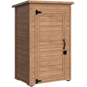Dulap de depozitare pentru gradina Re-Bloom, lemn masiv, maro, 75 x 56 x 117 cm, Resigilat, Grad A