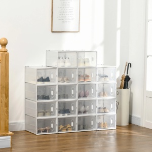 Dulap pantofi modular 18 cuburi, ventilatie, PP, max. 46 EU, Transparent/Alb - Verificat A · Re-Bloom - Img 2