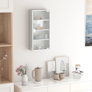 Dulap pentru medicamente Re-Bloom, otel inoxidabil/sticla, argintiu, 30 x 12 x 60 cm, Resigilat, Grad A - Img 4