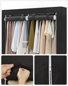 Dulap Songmics, otel/plastic/textil, negru, 130 x 45 x 167 cm, Resigilat, Grad A - Img 2