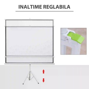 Ecran proiectie cu stativ 203x152 cm, 100 inch, format 4:3, suprafata alb-mat, tesatura/metal - Verificat A · Re-Bloom - Img 4