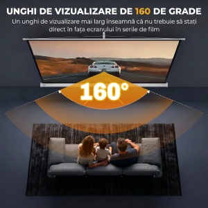 Ecran proiector 84" cu trepied reglabil, plastic/metal, 200x8x118cm, Alb - Verificat A · Re-Bloom - Img 6