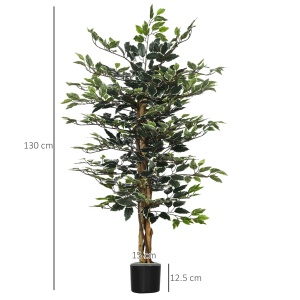 Ficus artificial in ghiveci Re-Bloom, poliester/polipropilena/polietilena, verde/alb, 130 cm, Resigilat, Grad A - Img 3