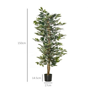 Ficus artificial Re-Bloom, PEVA/PE/ciment, inaltime 150 cm, vas diametru 17x14.5 cm, intretinere redusa, verde/maro - Verificat A · Re-Bloom - Img 2