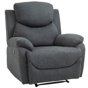 Fotoliu recliner manual cu suport picioare 93x88x102 cm, inclinare 150°, tapiterie in respirabil, cadru otel, gri inchis - Verificat A · Re-Bloom