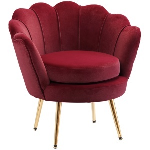 Fotoliu vintage Re-Bloom, catifea/lemn/metal, rosu inchis/auriu, 76 x 67 x 74 cm, Resigilat, Grad A