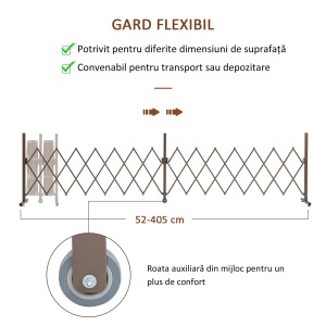 Gard extensibil autoportant Re-Bloom, aliaj aluminiu/otel, 405x31x103.5 cm, pliat 52x31x103.5 cm, maro inchis - Verificat A · Re-Bloom - Img 5