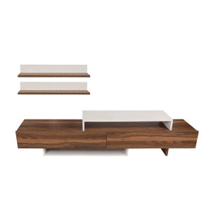Hanah Home comoda TV living 180x41.7x29.5 cm, PAL 18mm, alb si tec, design scandinav - Verificat A · Re-Bloom - Img 2