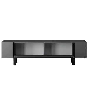 Hanah Home comoda TV living 180x50x30 cm, PAL 18mm, picioare metal 40x20mm, inaltime picioare 16cm, antracit si negru - Verificat A · Re-Bloom - Img 2