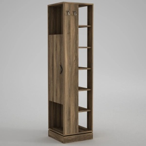 Hanah Home cuier hol 44.8x44.8x180 cm, PAL 18mm, oglinda inclusa, suport agatat multifunctional, rafturi, fixabil perete, nuc - Verificat A · Re-Bloom - Img 4