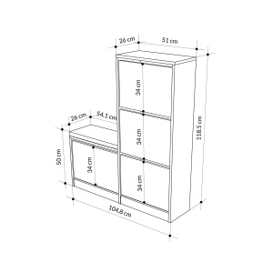 Hanah Home dulap pantofi, PAL melaminat, 105x26x118.5cm, Maro - Verificat A · Re-Bloom - Img 6
