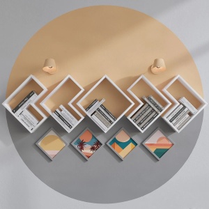 Hanah Home etajera de perete 180x59.3x15 cm, PAL 18mm, rafturi multiple, concept modern, alb - Verificat A · Re-Bloom - Img 3