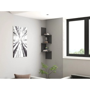 Hanah Home etajera de perete, PAL melaminat 18mm, 105.4x25x25 cm, raft 25cm, design scandinav, antracit - Verificat A · Re-Bloom - Img 3
