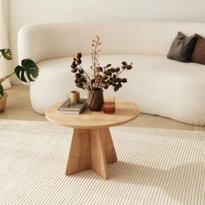 Hanah Home masa cafea rotunda 60x60x40 cm, PAL 18mm, design minimalist, stejar safir - Verificat A · Re-Bloom - Img 2