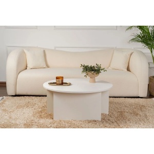 Hanah Home masa cafea rotunda living D90x41 cm, PAL 18mm, design minimalist, wood white - Verificat A · Re-Bloom - Img 2
