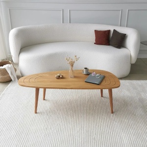 Hanah Home masa de cafea, forma organica, 115x50x38 cm, cadru din pin masiv 100%, picioare din fag 100%, teak - Verificat A · Re-Bloom - Img 5