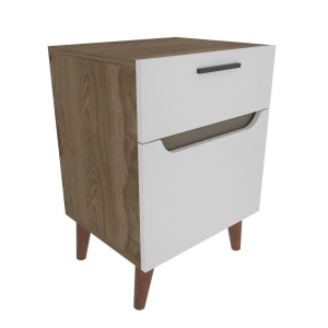 Hanah Home noptiera dormitor 45x56.8x63 cm, PAL 18mm, spatiu amplu de depozitare, concept scandinav, alb si stejar - Verificat A · Re-Bloom
