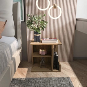 Hanah Home noptiera, PAL melaminat 18mm, 45x35x45 cm, stejar oud - Verificat A · Re-Bloom - Img 4