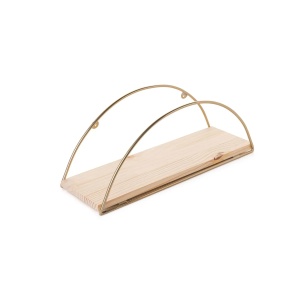 Hanah Home raft de perete, lemn masiv 100% + suporturi metalice, 41x17x16 cm, capacitate 3kg, auriu/maro - Verificat A · Re-Bloom - Img 2